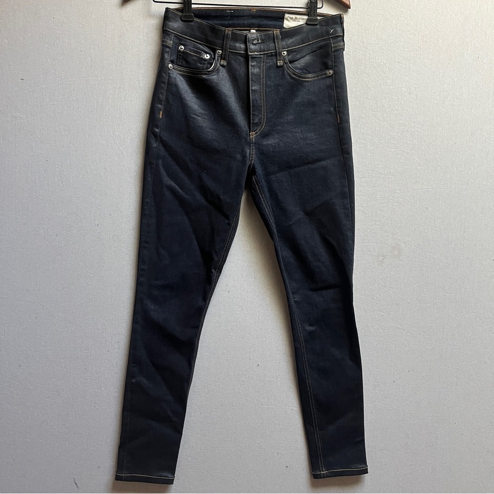 Rag & Bone Nina High Rise Skinny Womens Denim Jeans Dark Blue Sz 26
